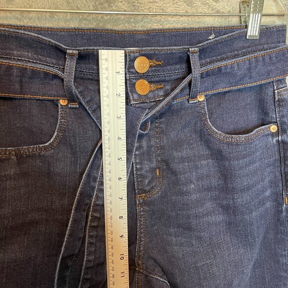LOFT Women Dark Wash High Rise Skinny Modern Tapered Belted Denim Jean 6 - Picture 9 of 11